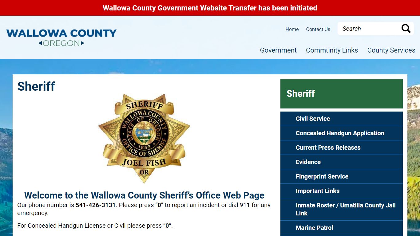 Sheriff | Wallowa County OR